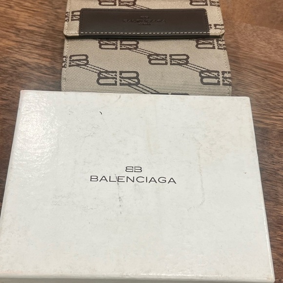 Balenciaga Brown Tri-Fold Wallet Canvas Leather - Picture 3 of 11